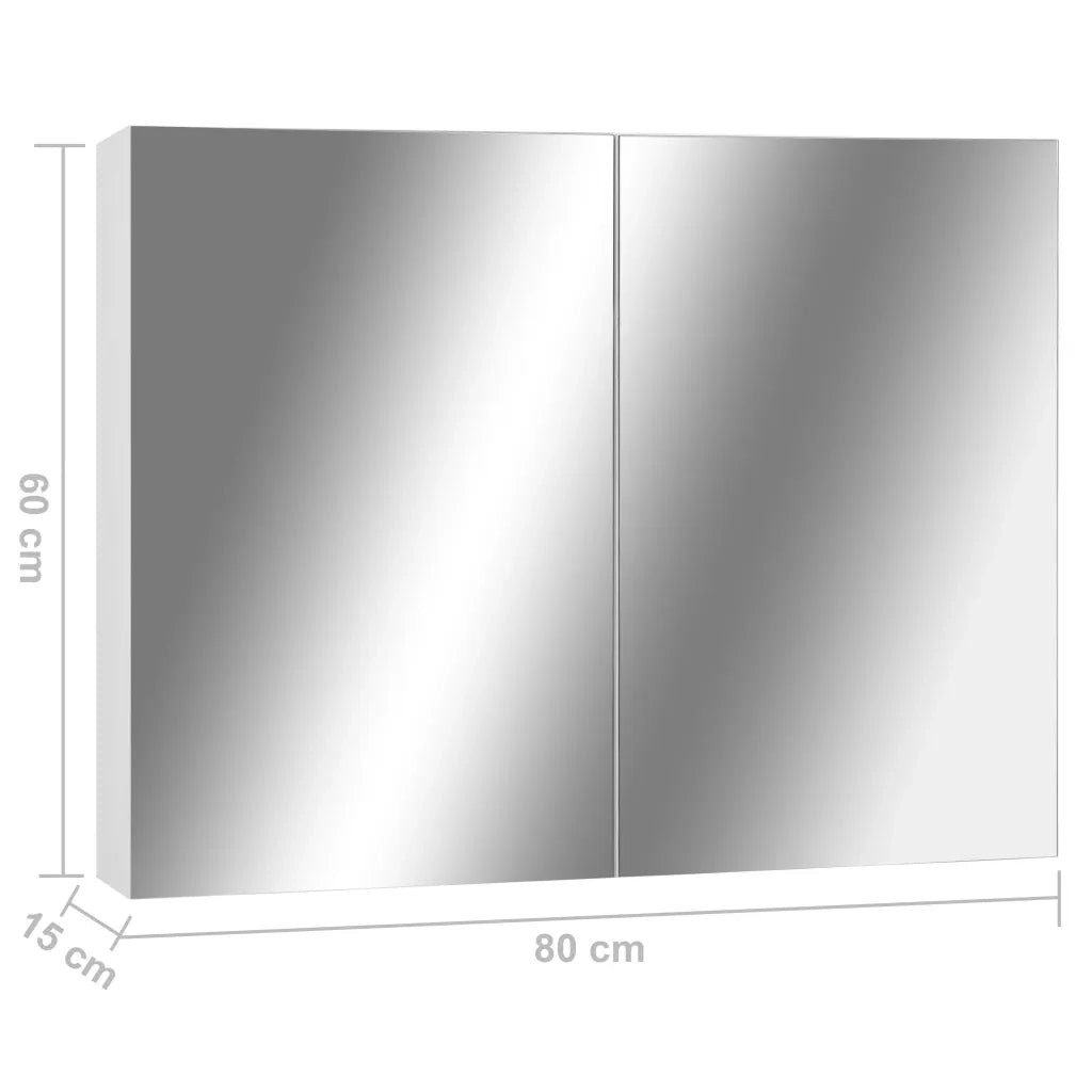 vidaXL Armadietto a Specchio Bianco 80x15x60 cm in MDF