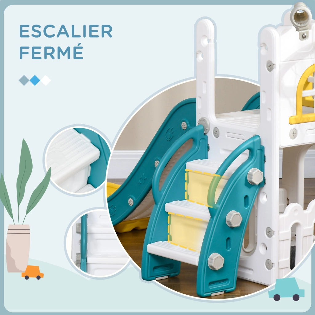 Letto a soppalco per bambini con scivolo e cestino da basket ¨C zephmum ¨C 70x177x92 cm giallo