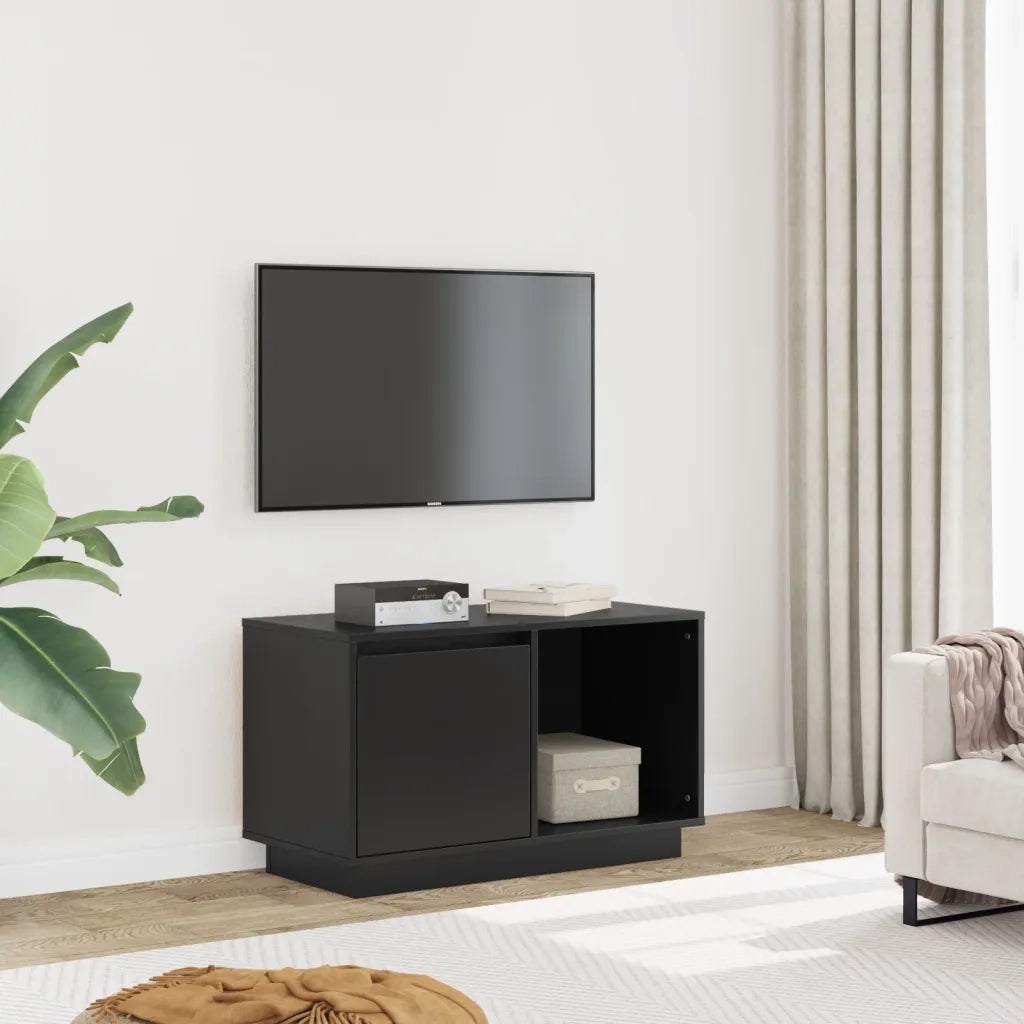 Mobile Porta TV Nero 74x35x44 cm in Legno Massello di Pino