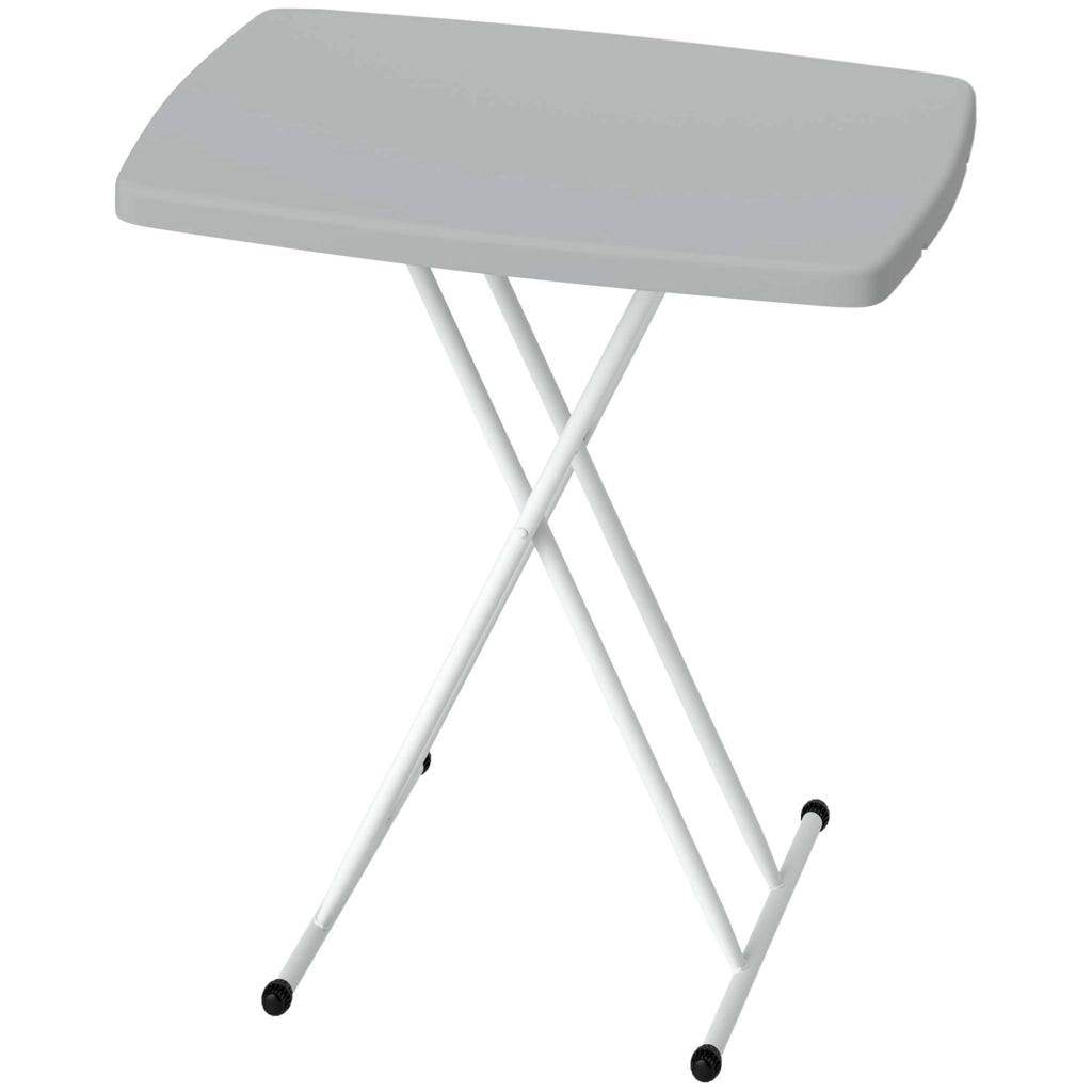 Tavolino da Giardino Pieghevole ad Altezza Regolabile, in Metallo e HDPE, 76x50x74 cm, Grigio Scuro