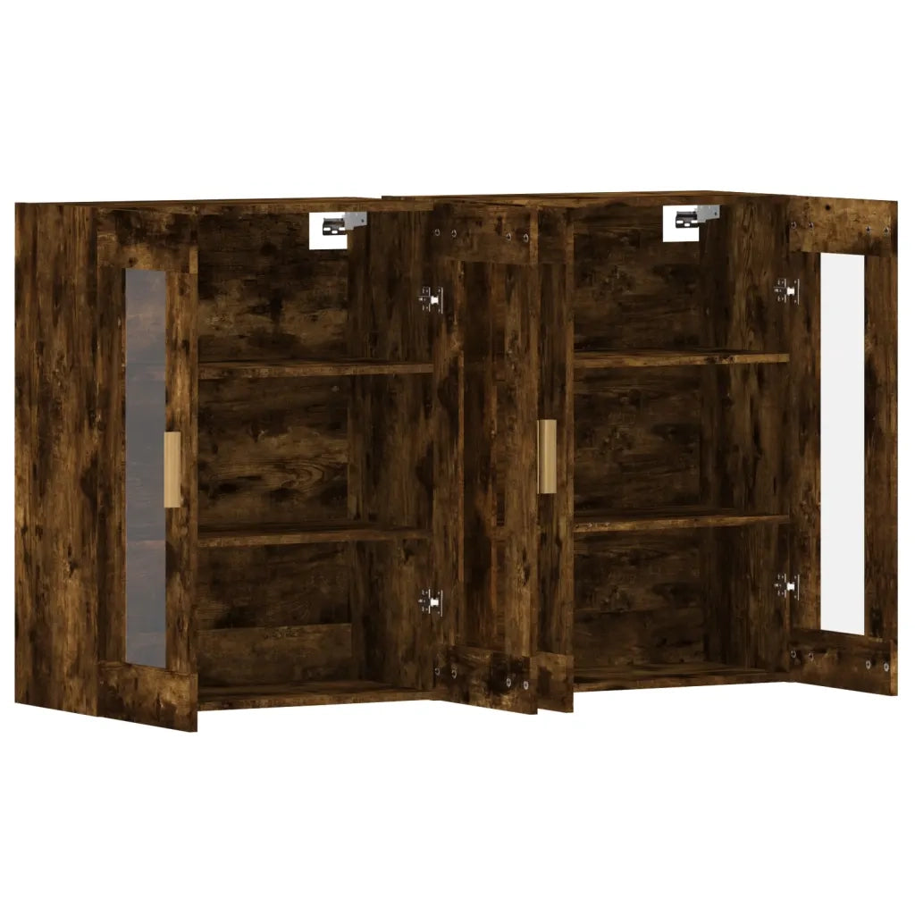 Armadietti a Parete 2 pz Rovere Fumo in Legno Multistrato 3197902