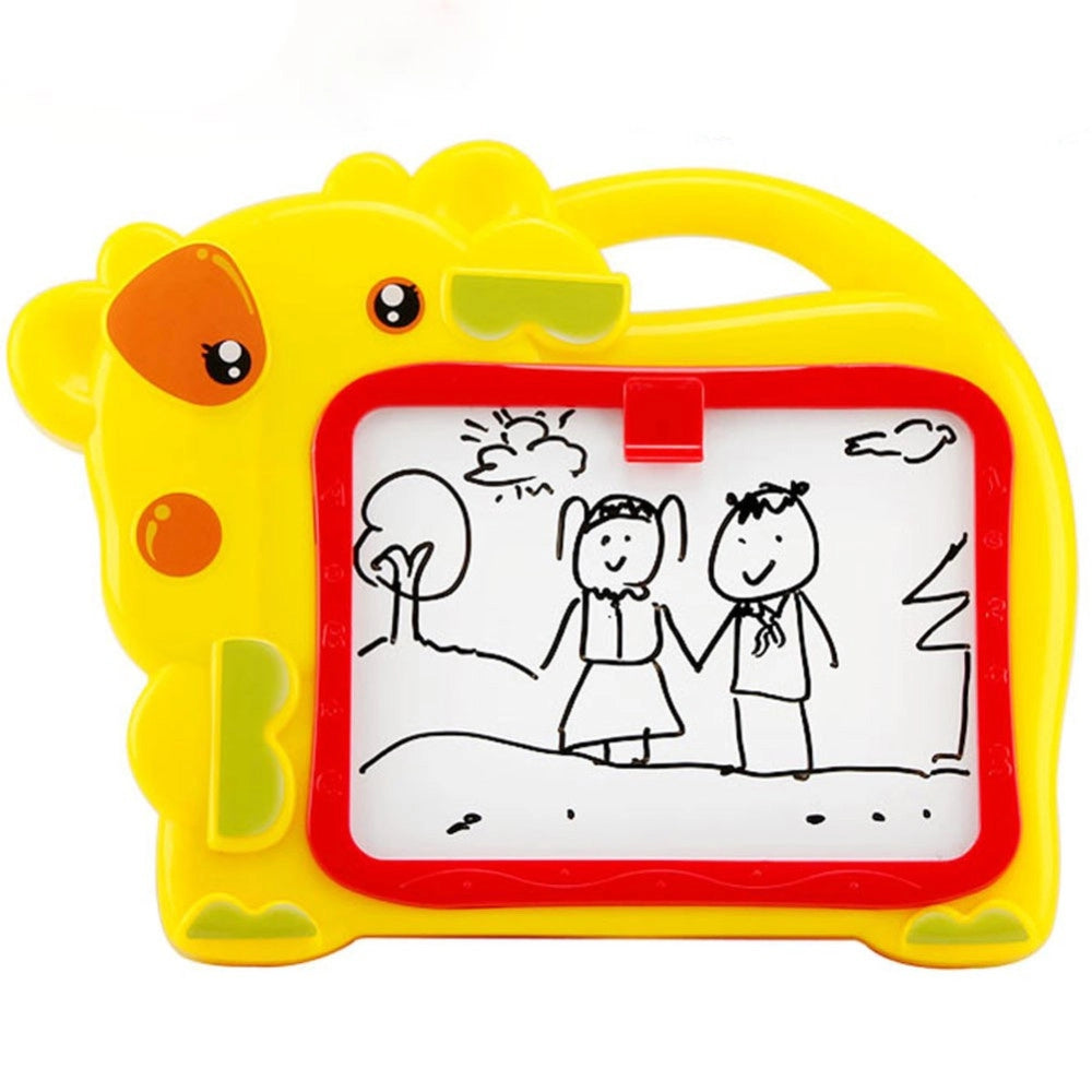 Trade Shop - Lavagna Magnetica Bambini Hippo 2in1 Con Gessetti Cassino E Pennarelli Giallo -