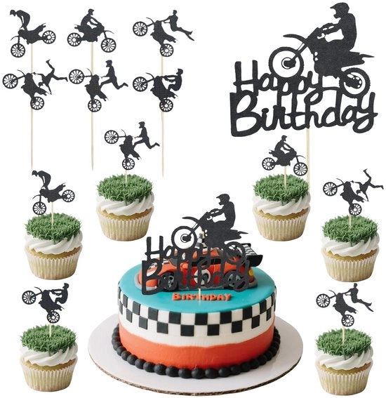 Decorazione per torta e cupcake con forma di motocicletta