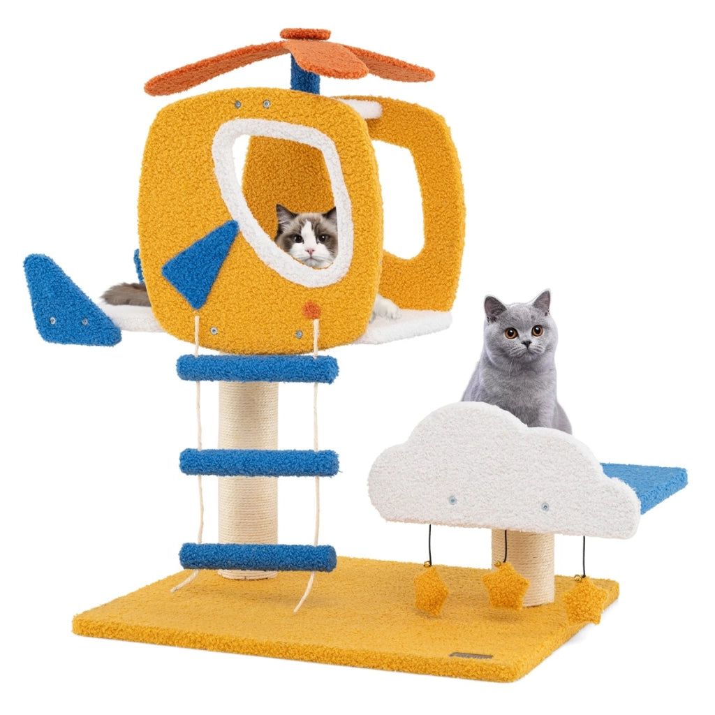 Albero per gatti a tema aviatorio da interno, Centro di attivit¨¤ per gattini con posatoio a forma di elicottero-Alberi Tiragraffi