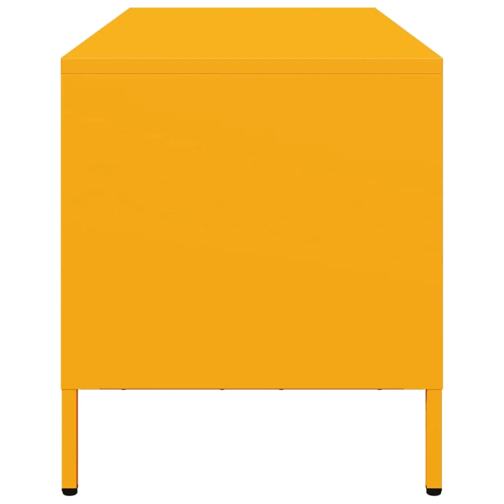 Mobile TV multimediale mensola porta TV credenza porta TV sala da pranzo soggiorno camera da letto giallo senape 101,5 x 39 x 43,5 cm acciaio laminato a freddo giallo 02_0027657