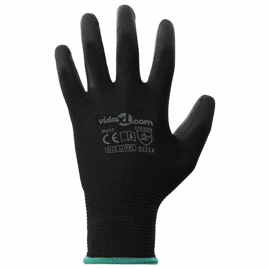 Guanti da Lavoro 24 pcs Nero 11 / XXL Poliestere