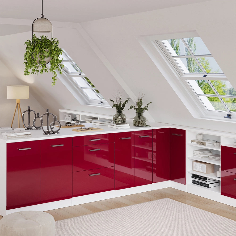 Mobile per mansarda Rion Rosso lucido/Bianco 60 x 83.8 cm senza inclinazione con 2 ante Vicco