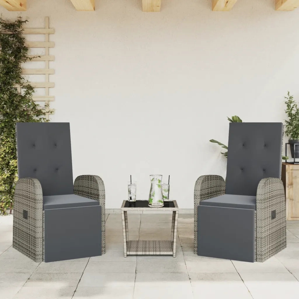 Set da Pranzo da Giardino 3 pz con Cuscini in Polyrattan Grigio 3277608