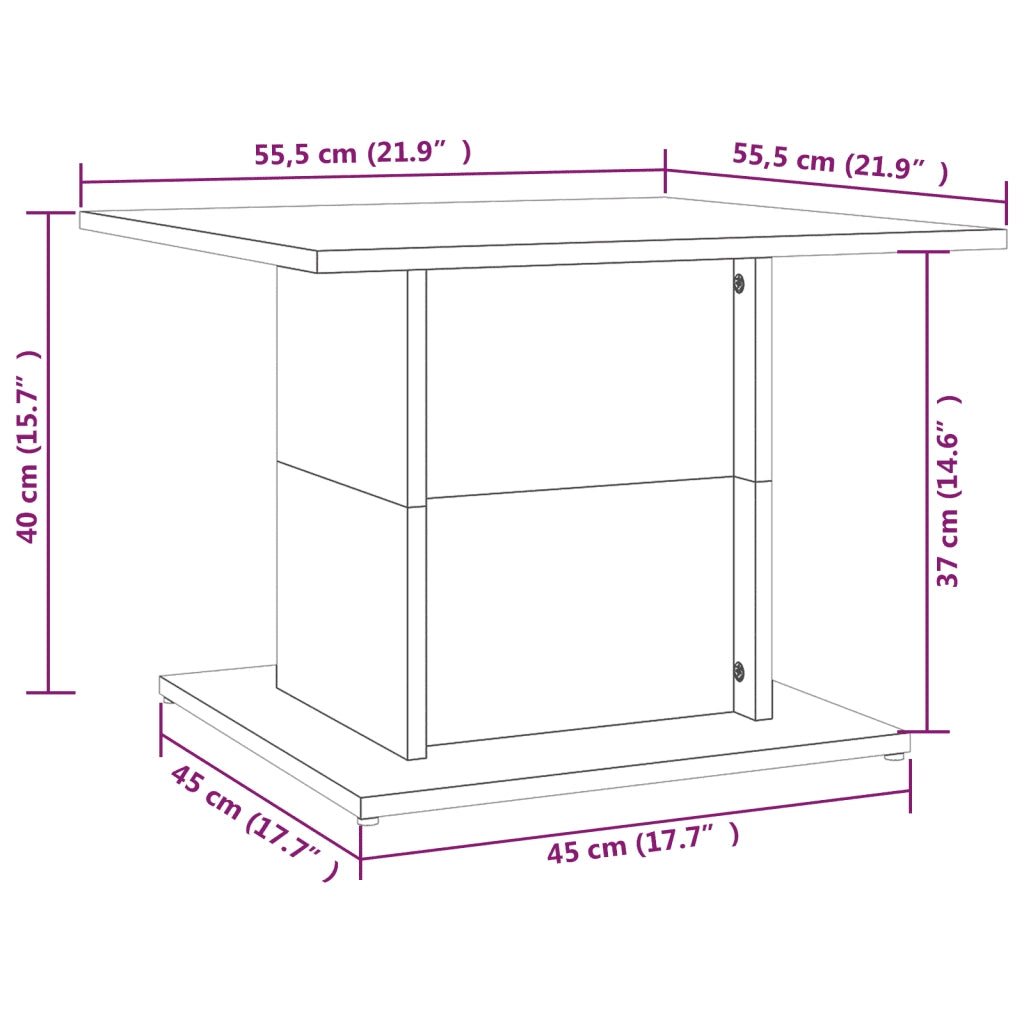 Tavolino Salotto-Tavolino da soggiorno-Tavolo Rovere Fumo 55,5x55,5x40cm Legno Multistrato