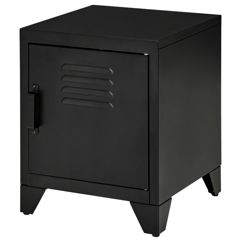 Comodino con scaffale regolabile e porta ¨C zephmum ¨C Nero, Metallo, 50x40x47.5 cm