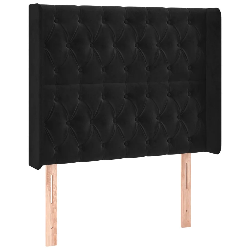 Letto a Molle con Materasso e LED Nero 90x190 cm in Velluto