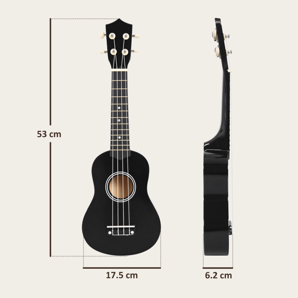 Ukulele Soprano per Principianti ¨C zephmum ¨C Legno con Corde Nylon, Nero 21 Pollici