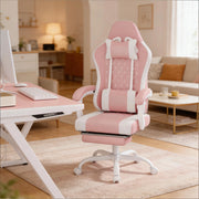 SEDIA UFFICIO GIREVOLE MASSAGGIO 70x70x127 cm Rosa/Bianco Tessuto Mesh