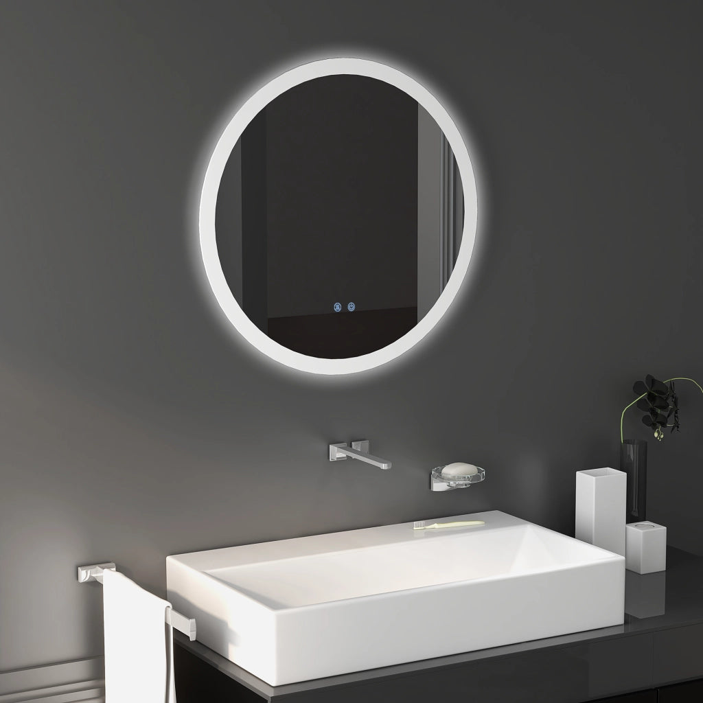 Specchio Bagno con Luci LED Regolabili, Controllo Touch e Design Antiappannamento, ?60 cm