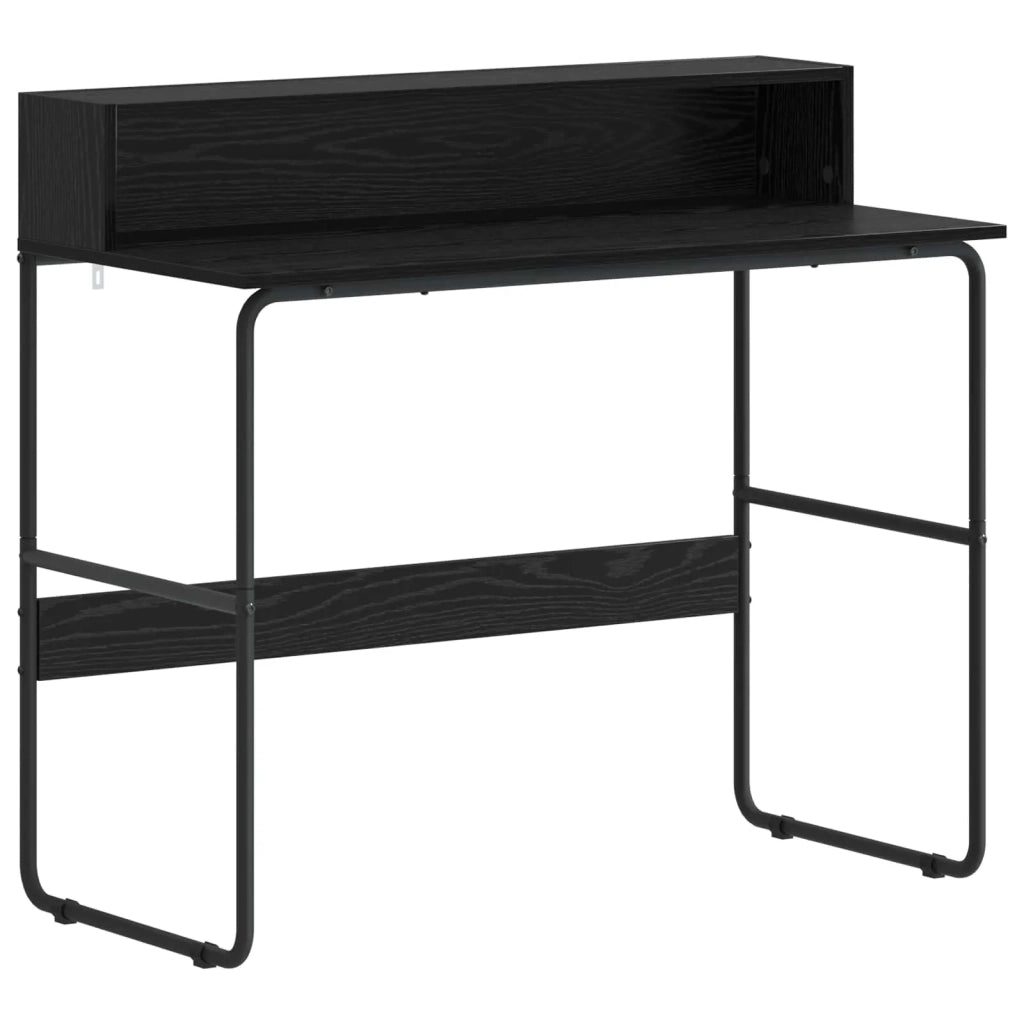 Scrivania con Spazio di Archiviazione Rovere Nero 8008026