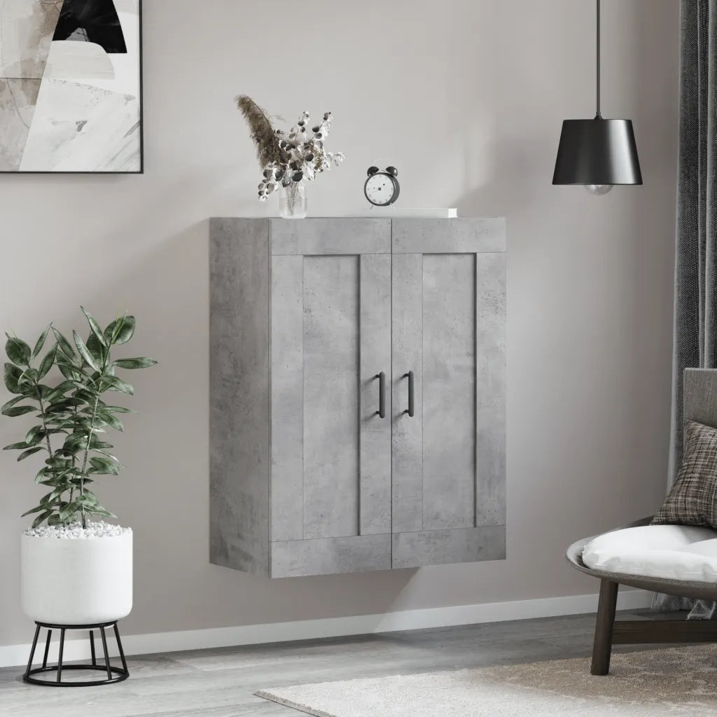 Armadietto a Muro | Mobile a Parete Grigio Cemento 69,5x34x90 cm Legno Multistrato