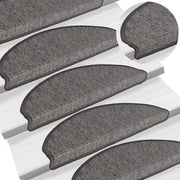Tappetini per scale 15 pz 65x21x4 cm Beige e Grigio Semicircolari Grandi 326900
