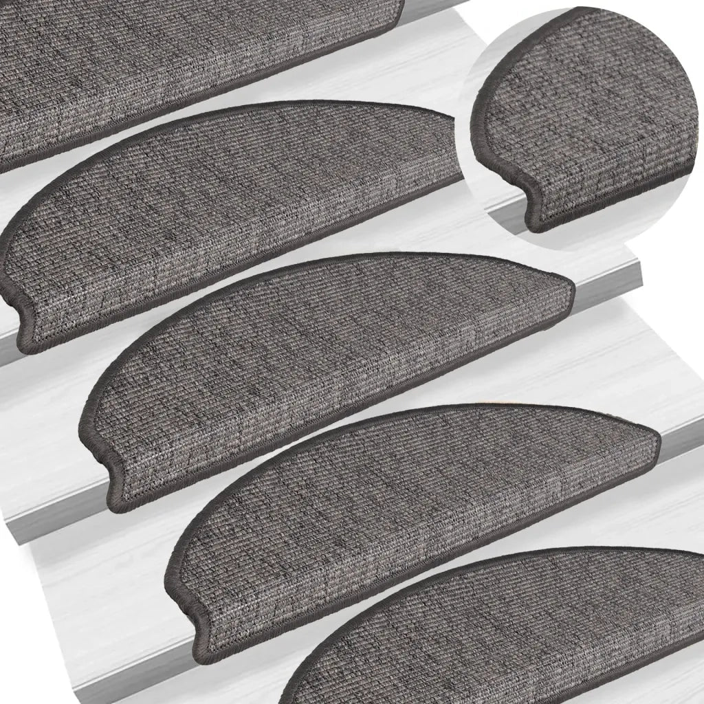 Tappetini per scale 15 pz 65x21x4 cm Beige e Grigio Semicircolari Grandi 326900
