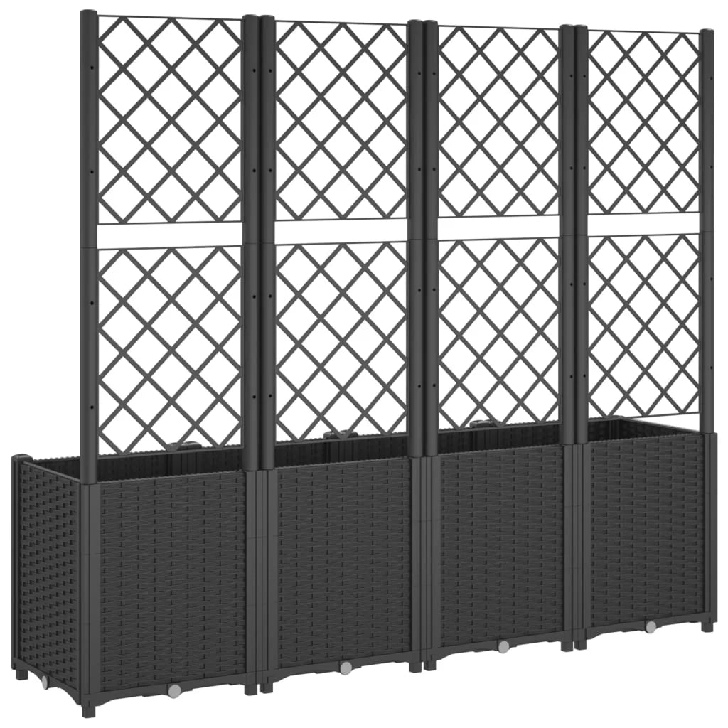 Fioriera rialzata per piante fiori terrazza giardino con traliccio 160 x 40 x 140 cm PP nero 02_0038265