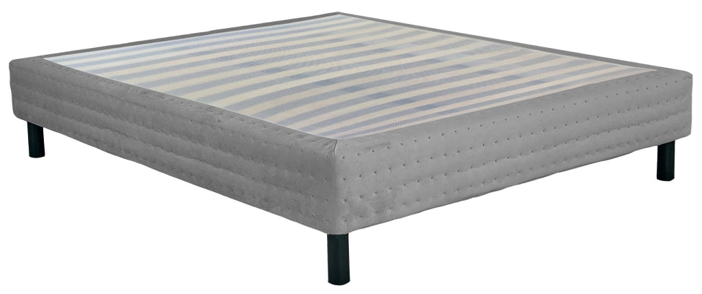 Letto Sommier Matrimoniale 160x190 cm a Rete Fissa in Legno e Simil Velluto Dormidea Grigio