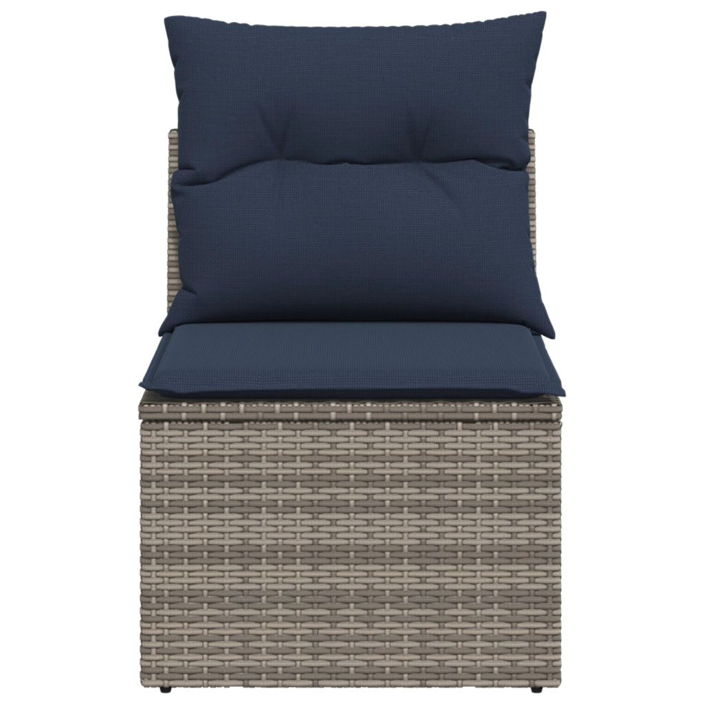 Divano Giardino Senza Braccioli con Cuscini Grigio Polyrattan 366147