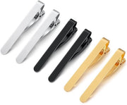 Set di 6 Spille per Cravatta in Metallo - Colori Giallo, Argento, Nero - Clip per Cravatta Sottile - Finestra in Rame di Alta Qualità - Rifinitura Luccicante - Clip per Cravatta