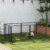 Recinto per Cani a 6 Pannelli Modulabili da 80x1.5x60 cm in Acciaio Grigio Scuro con Porta di Ingresso