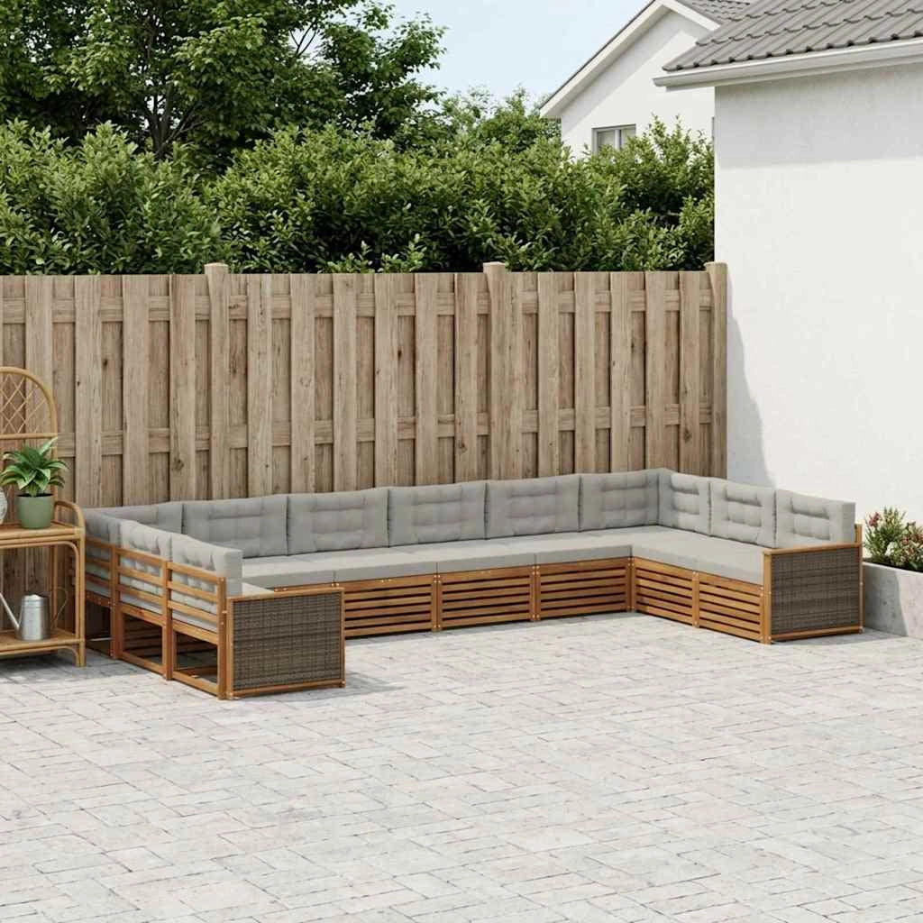 Set divani 10 pz Legno di Acacia Massello 3383889