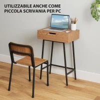 Tavolo Trucco con Specchio Ribaltabile e 16 Scomparti Stile Industriale, Legno e Acciaio, 60x40x90 cm