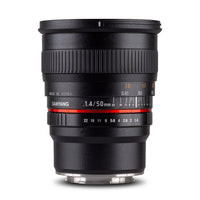 Obiettivo fotografico MF 50mm F1.4 compatibile con Fuji X – Follow Focus, full-frame e APS-C – focus manuale con distanza minima di 45 cm