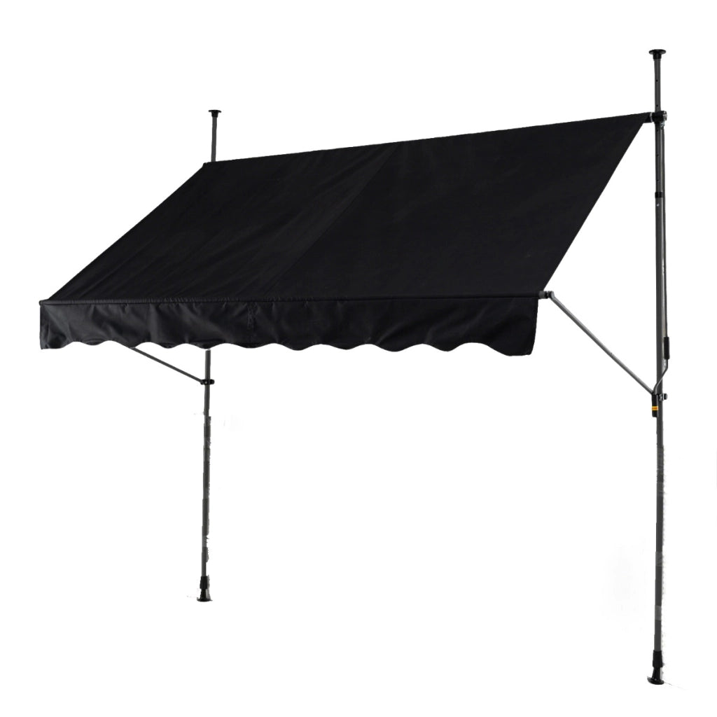 Tenda da sole regolabile per esterni senza foratura con manovella, Tenda da sole e giardino 200 x 210-300 cm Nero-Tende parasole
