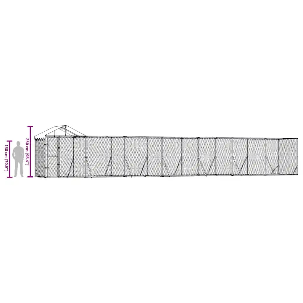 Cuccia Cani da Esterno Tetto Argento 14x2x2,5 m Acciaio Zincato 3190469