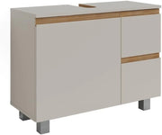 Mobile sottolavabo per bagno J-Shape, Cashmere/Artigianale, 80 x 60.8 cm con 2 cassetti, per la conservazione di articoli da bagno e prodotti per l'igiene