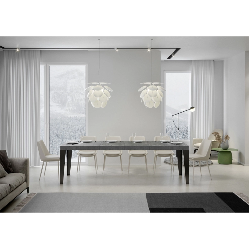 Tavolo allungabile 90x180/284 cm Flame Premium telaio Antracite - Cemento