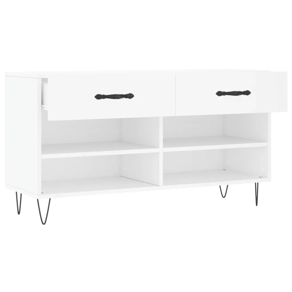 Panca Porta Scarpe-Sgabello-Panca Scarpiera Bianca 102x35x55 cm in Legno Multistrato 362757