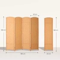 Paravento da interno in legno a 4 pannelli pieghevole, 180 x 180 cm, Marrone chiaro
