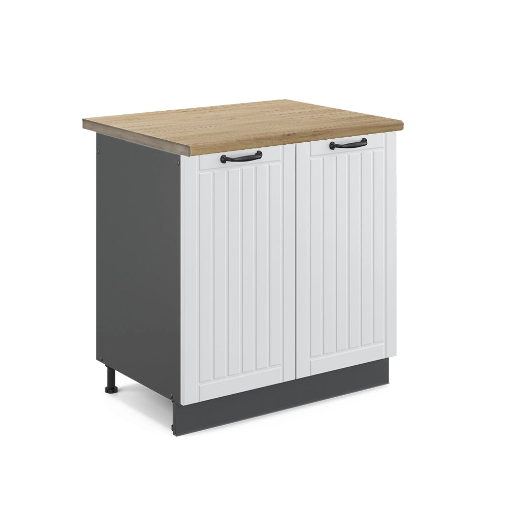 Mobile lavello cucina Fame-Line Bianco rustico/Antracite 80 cm, PL Rovere Vicco