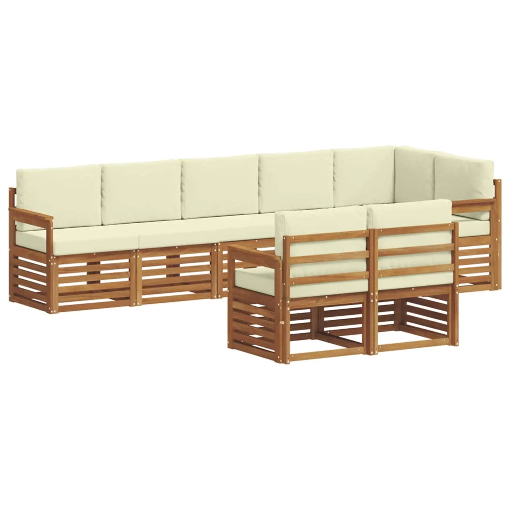 Set divani 8 pcs Naturale e Crema Legno di Acacia Massello 3374995