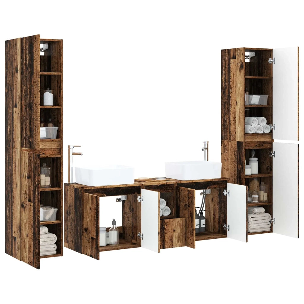 Set di mobili per il bagno 5 pz Legno antico 33 x 34,5 x 160 cm 3406041