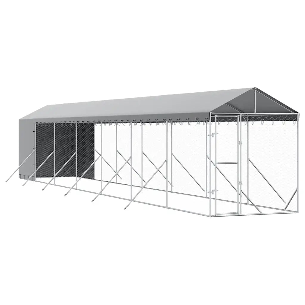 Cuccia Cani da Esterno Tetto Argento 2x14x2,5 m Acciaio Zincato 3190493