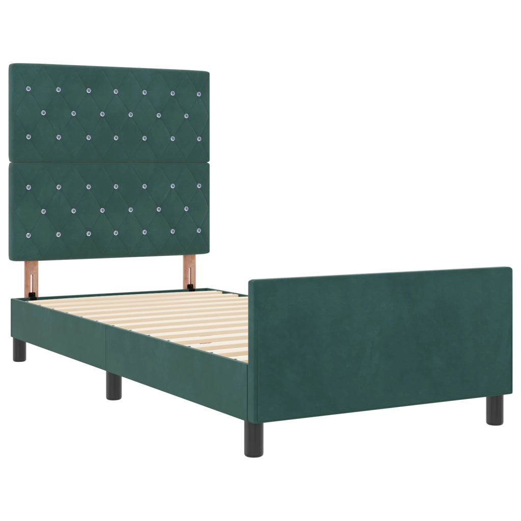 Struttura letto Verde scuro 100x200 cm Velluto