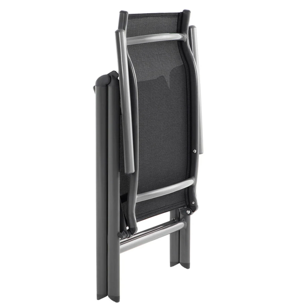 Set di 2 sedie da giardino pieghevoli sedute da esterno robusto telaio in alluminio schienale regolabile in 8 posizioni capacità di carico 150 kg nero 12_0001696