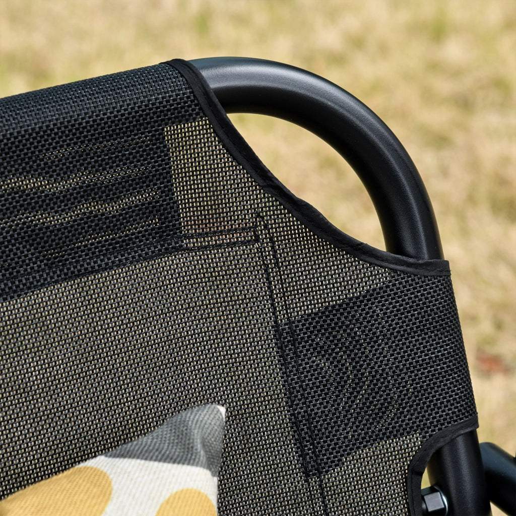 EasyComfort Dondolo da Giardino Terrazza 2 Posti con Tettuccio Regolabile in Metallo e Texteline 172x110x155cm Nero