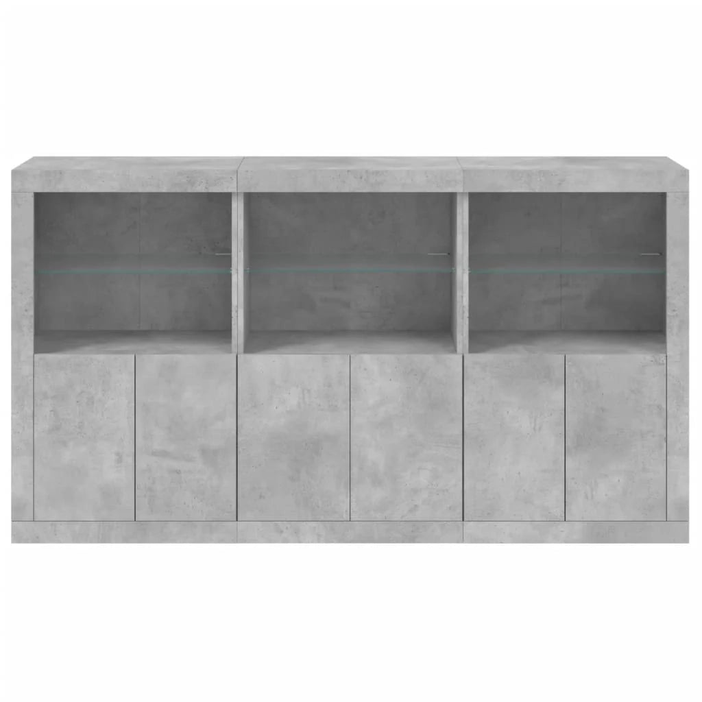 Buffet credenza cassettiera armadio mobile contenitore organizer per cucina soggiorno salotto con luci LED 181,5 x 37 x 100 cm grigio 02_0029985