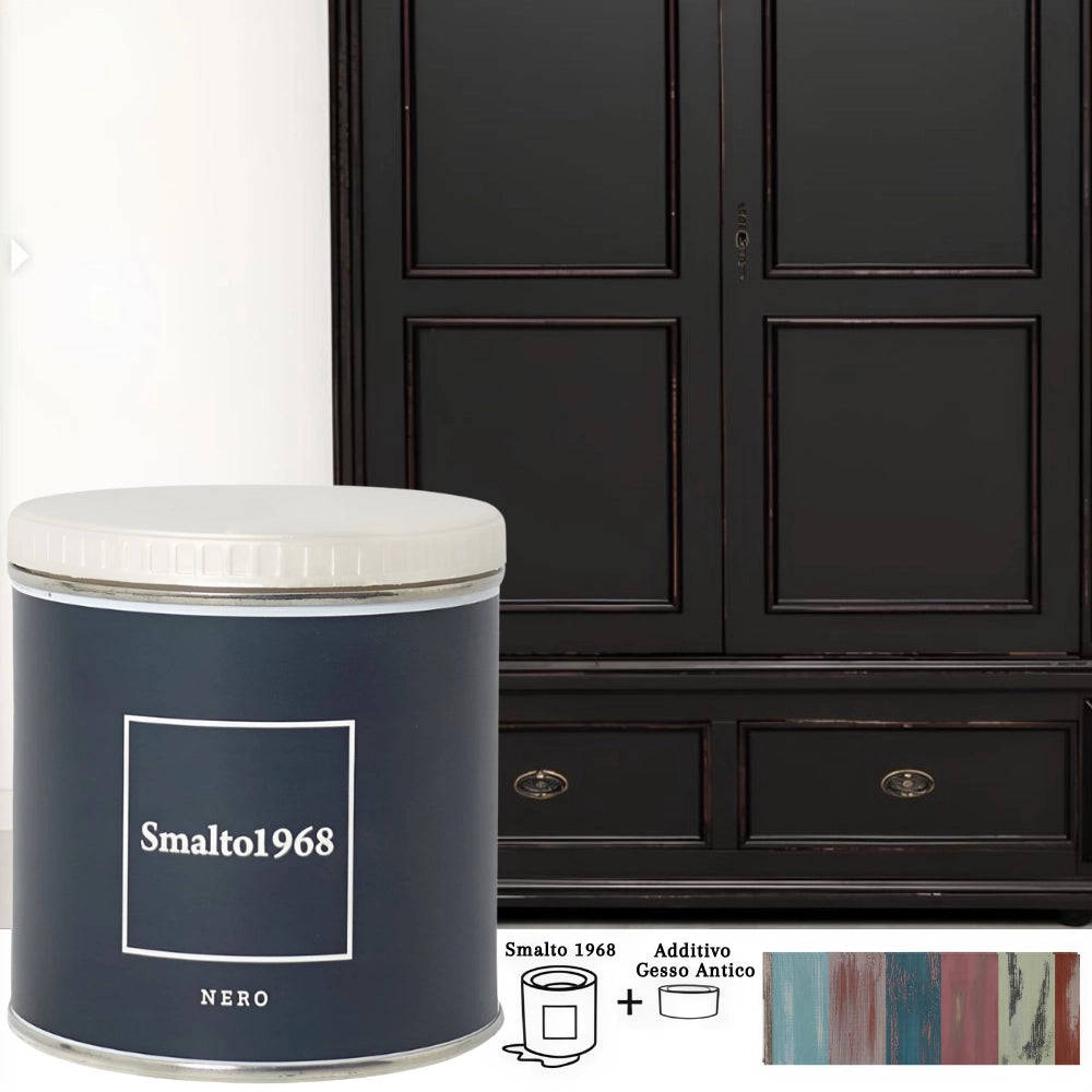 Smalto1968 base acqua gesso antico shabby chic finitura opaca multicolore l 0.5 *** colore- nero, confezione 1