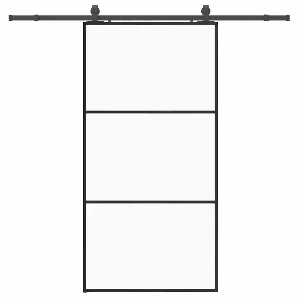 Porta Scorrevole con Ferramenta Nera 102x205 cm in Vetro ESG 3375923