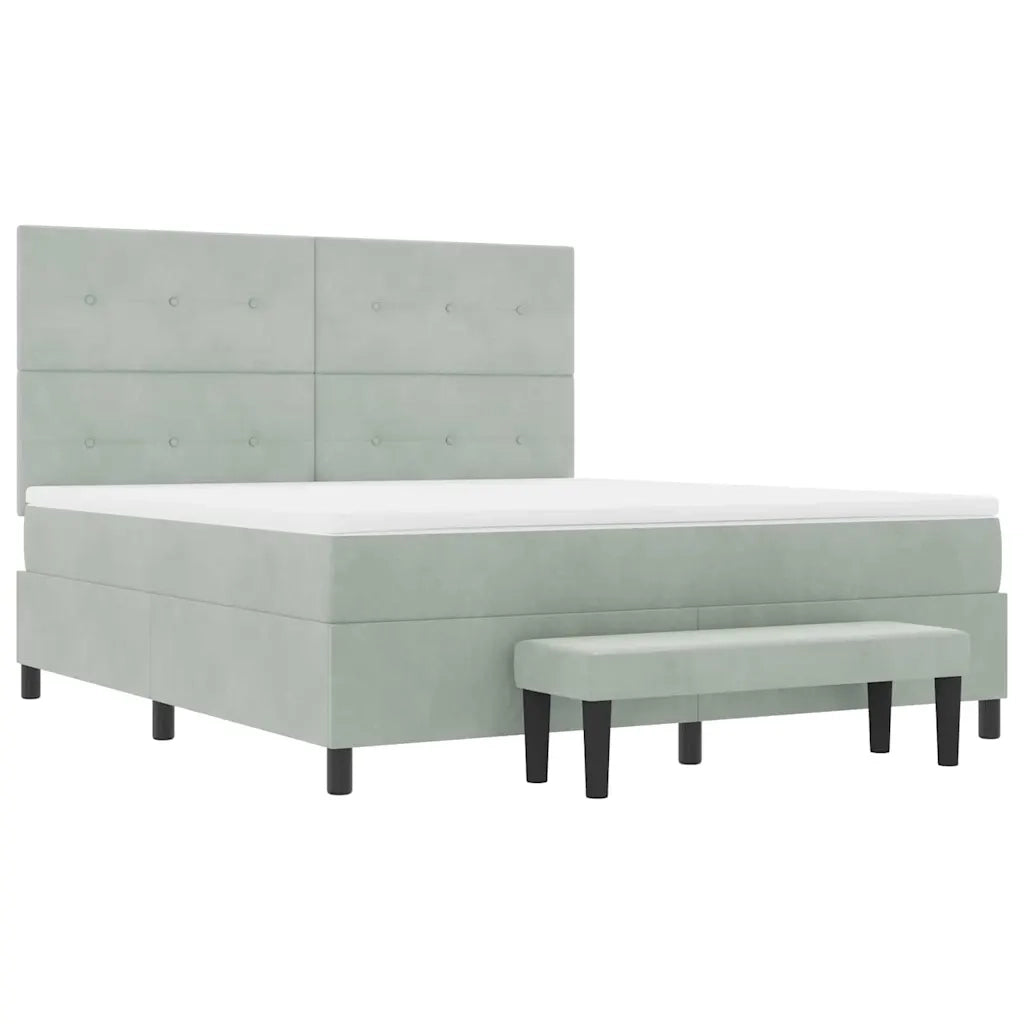 Letto a molle con testiera Grigio chiaro 200 x 180 cm Velluto 3344528