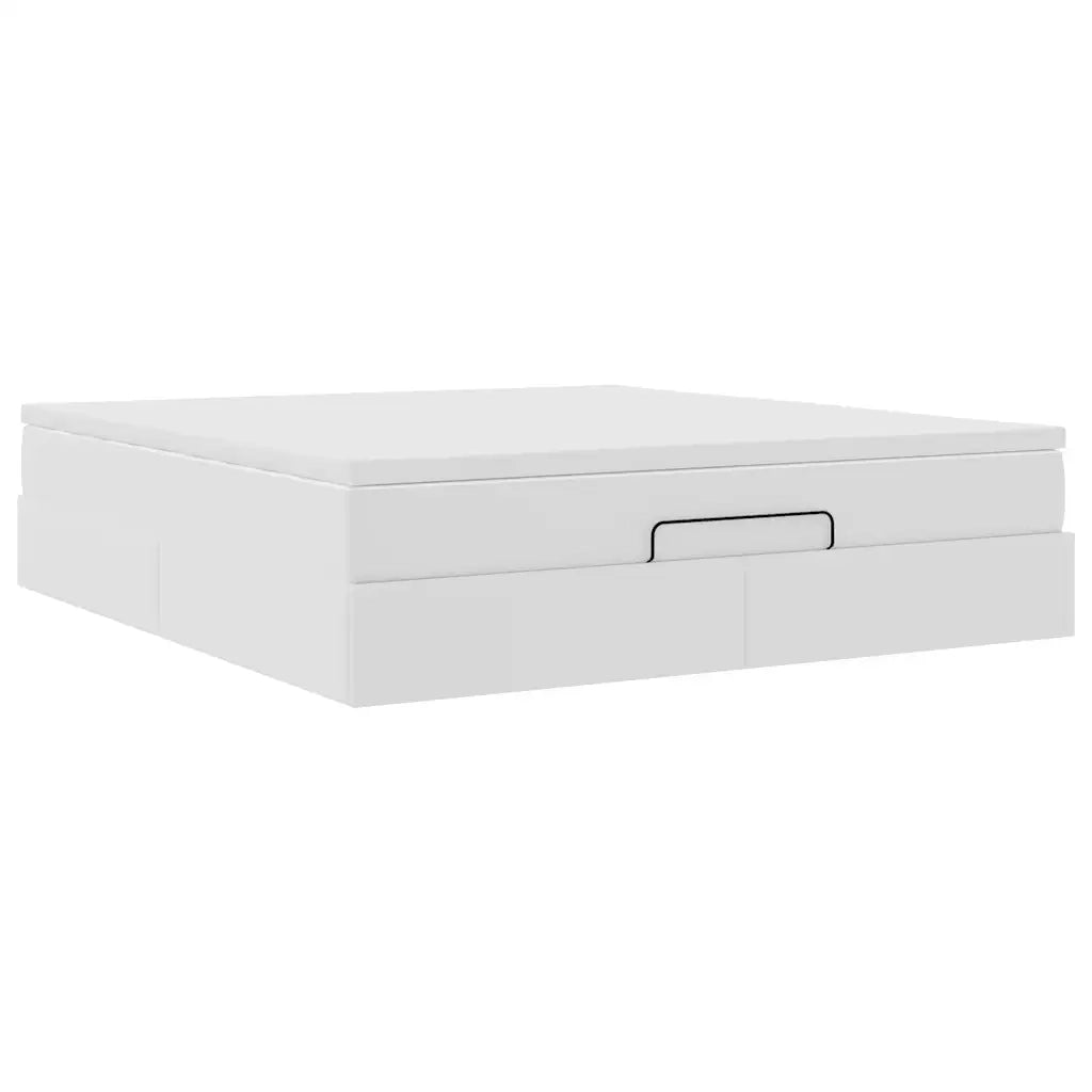 Struttura Letto Pouf con Materasso Bianco 160x200 cm Similpelle 3311047