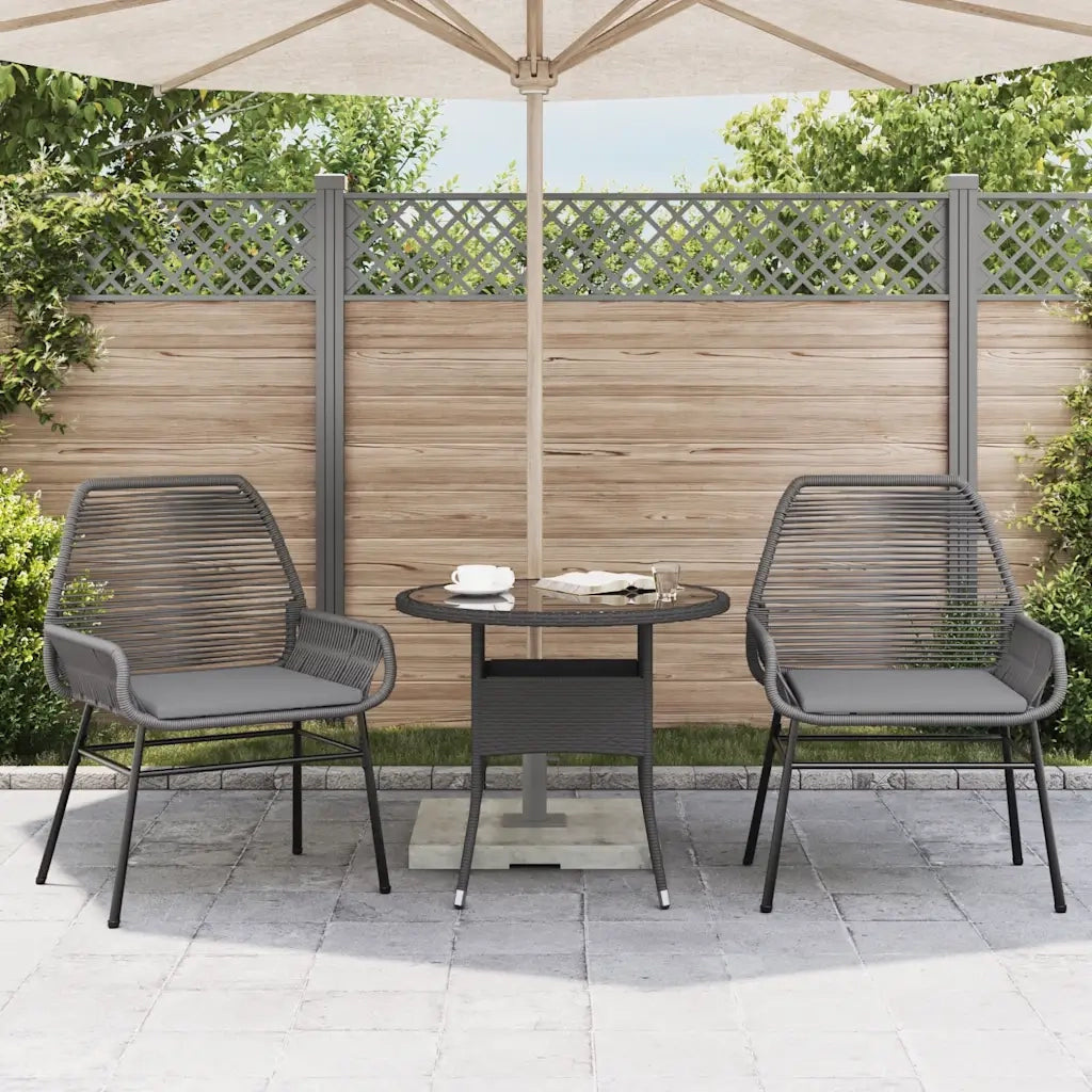 Sedie da Giardino 2 pz | Sedie da Esterno con Cuscini Grigio in Polyrattan