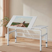 Scrivania da Disegno Regolabile con Piano Inclinabile ¨C Xylo ¨C Bianco, 4 Piedini Livellatori